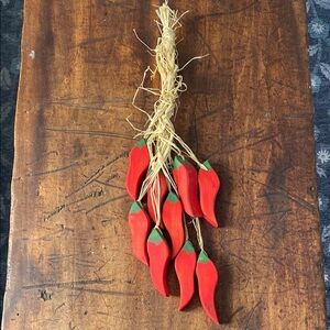 Festive Southwest Wooden Red Chili Pepper Garland Decor